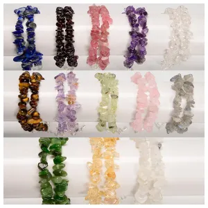 01-Mixed Gemstone Chips Bracelet Silver Plated Clasp Size 5-8mm 7''-8.5'' Length