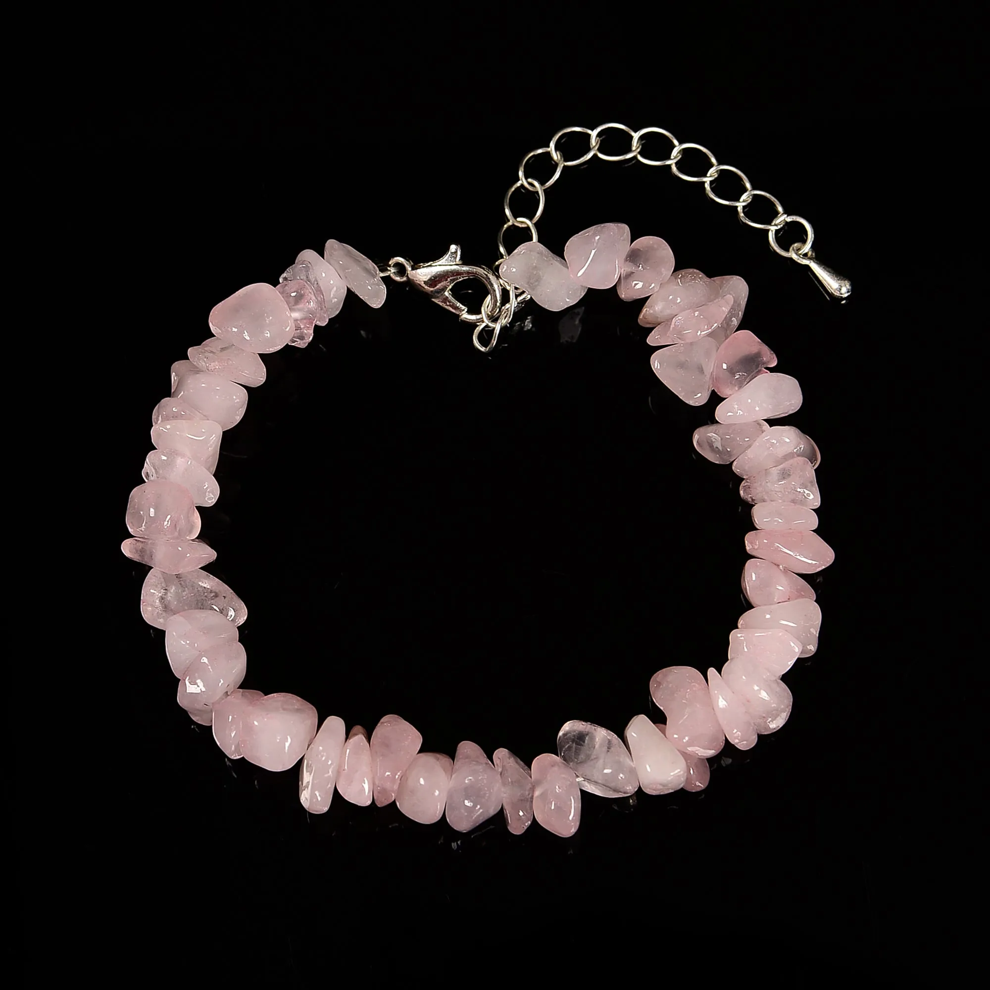 01-Mixed Gemstone Chips Bracelet Silver Plated Clasp Size 5-8mm 7''-8.5'' Length