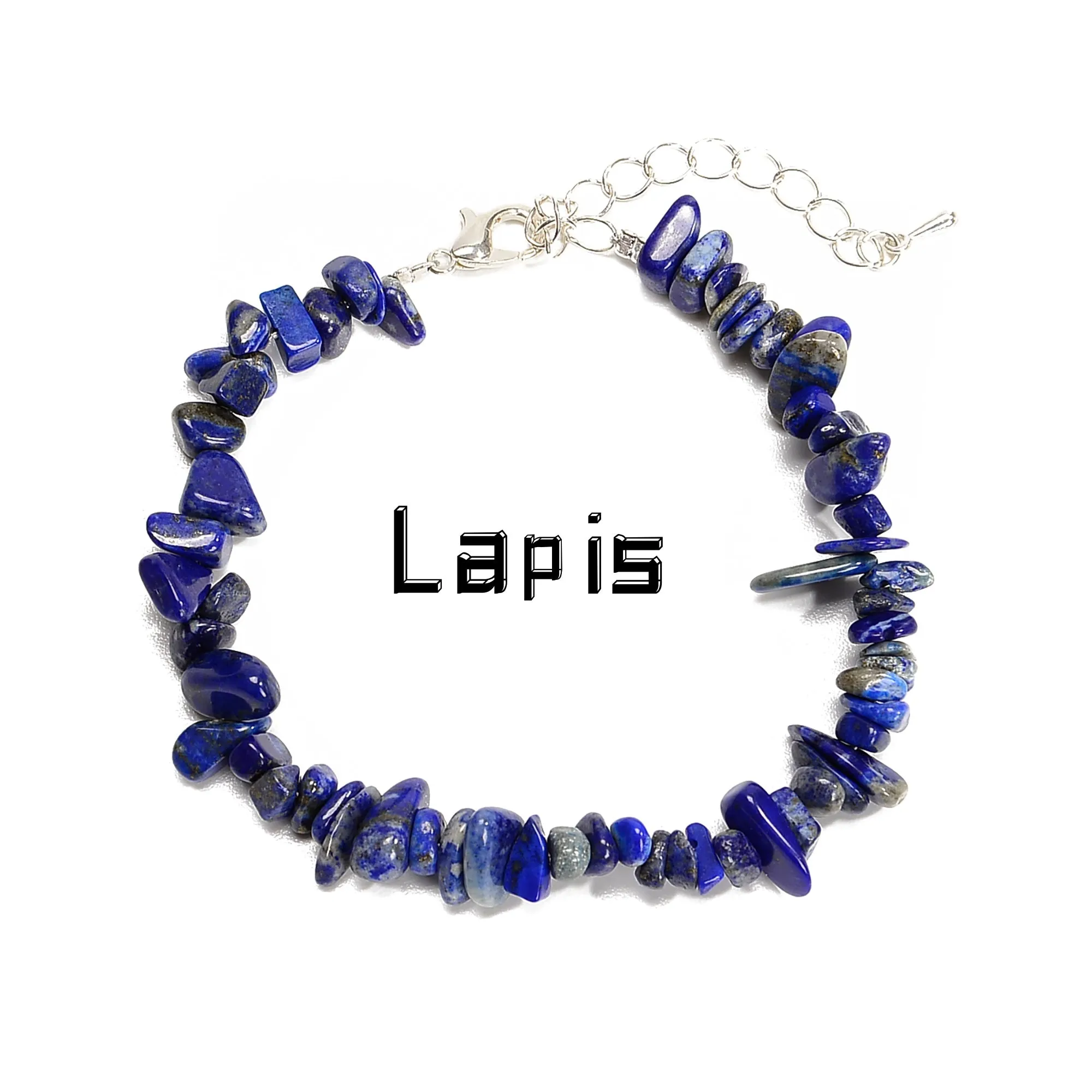 01-Mixed Gemstone Chips Bracelet Silver Plated Clasp Size 5-8mm 7''-8.5'' Length