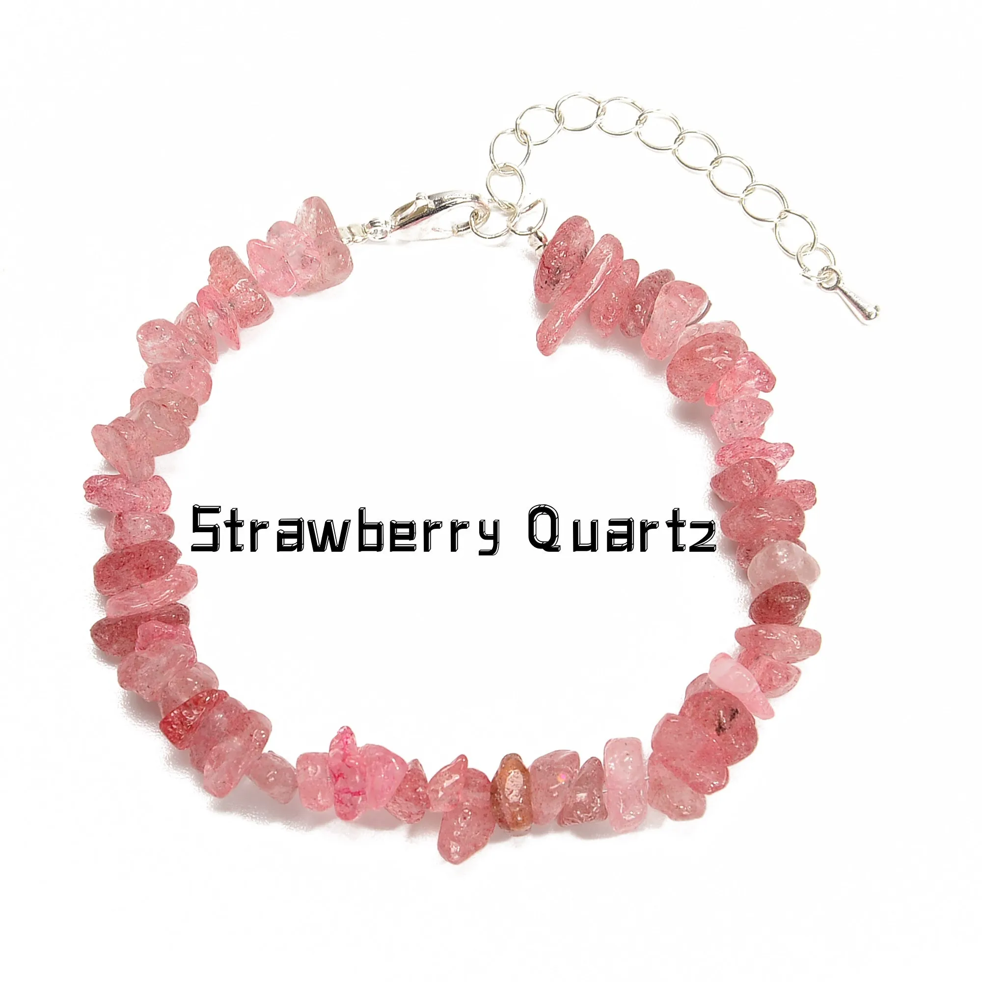 01-Mixed Gemstone Chips Bracelet Silver Plated Clasp Size 5-8mm 7''-8.5'' Length
