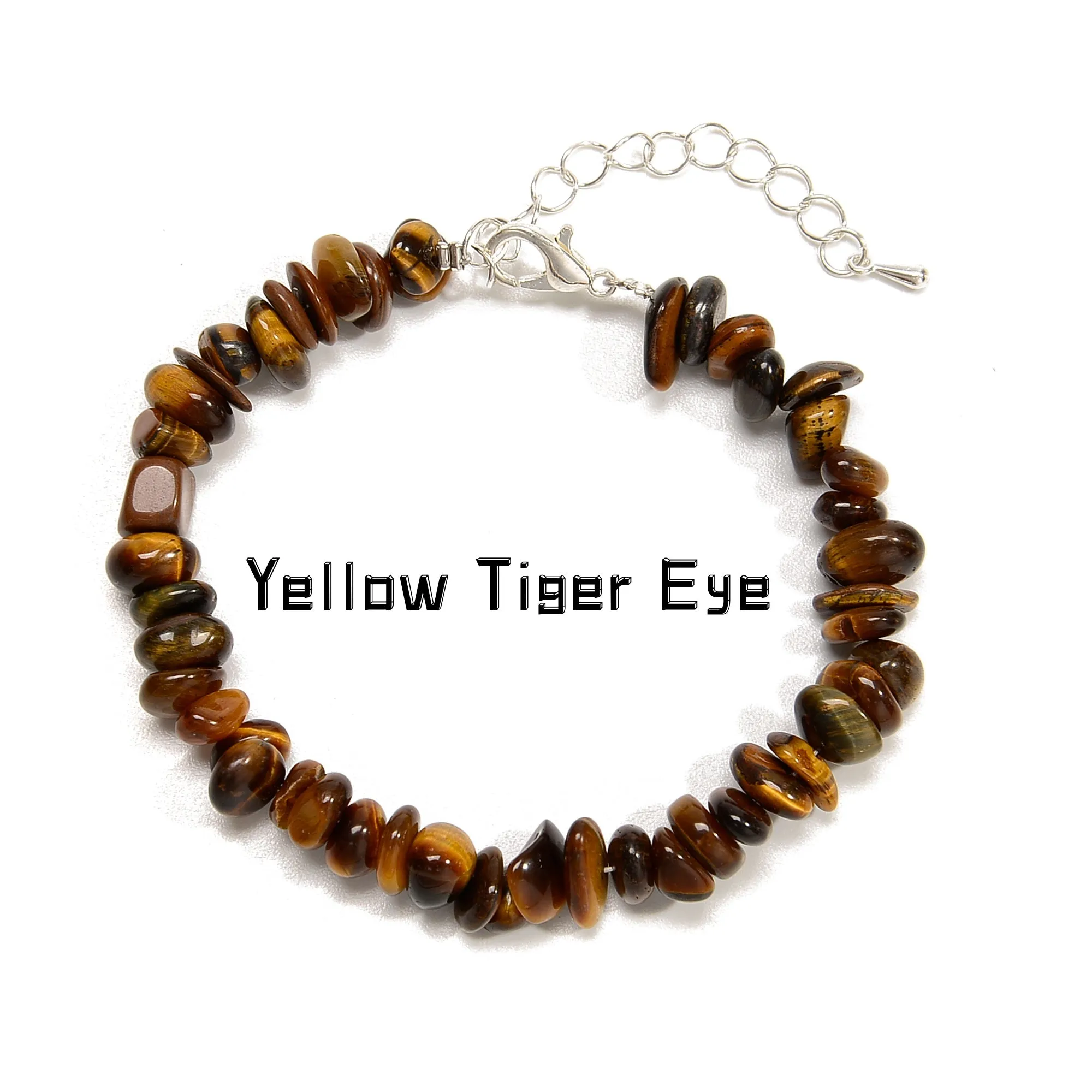 01-Mixed Gemstone Chips Bracelet Silver Plated Clasp Size 5-8mm 7''-8.5'' Length