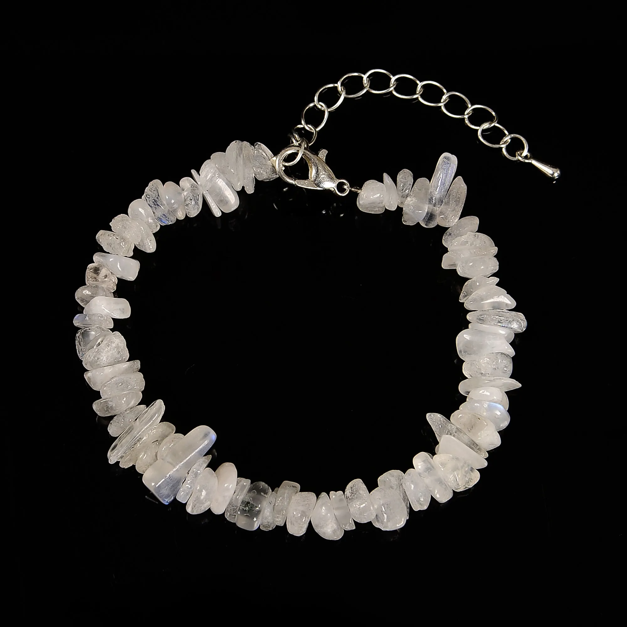 01-Mixed Gemstone Chips Bracelet Silver Plated Clasp Size 5-8mm 7''-8.5'' Length