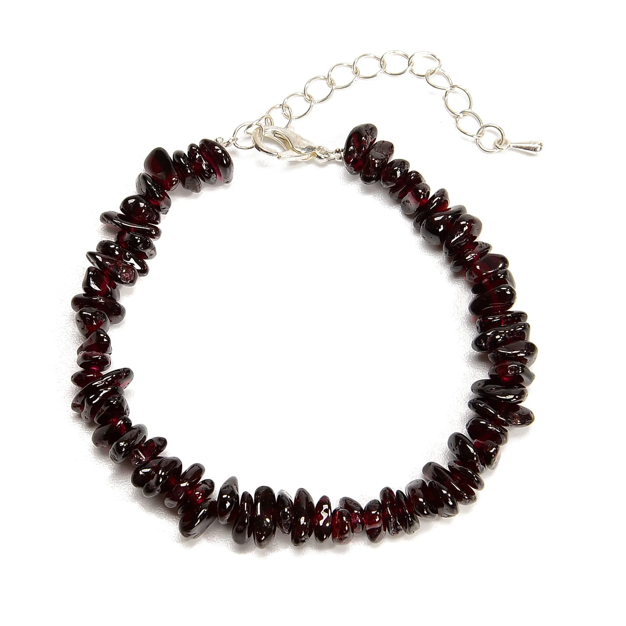 01-Mixed Gemstone Chips Bracelet Silver Plated Clasp Size 5-8mm 7''-8.5'' Length