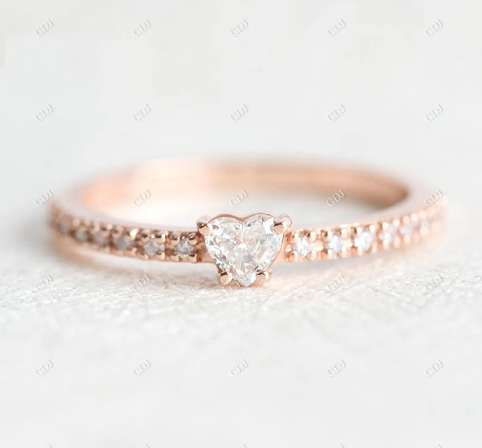 0.17ctw Hear Cut Moissanite Eternity Engagement Ring