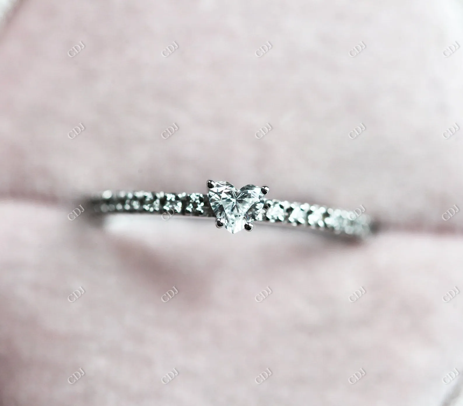 0.17ctw Hear Cut Moissanite Eternity Engagement Ring