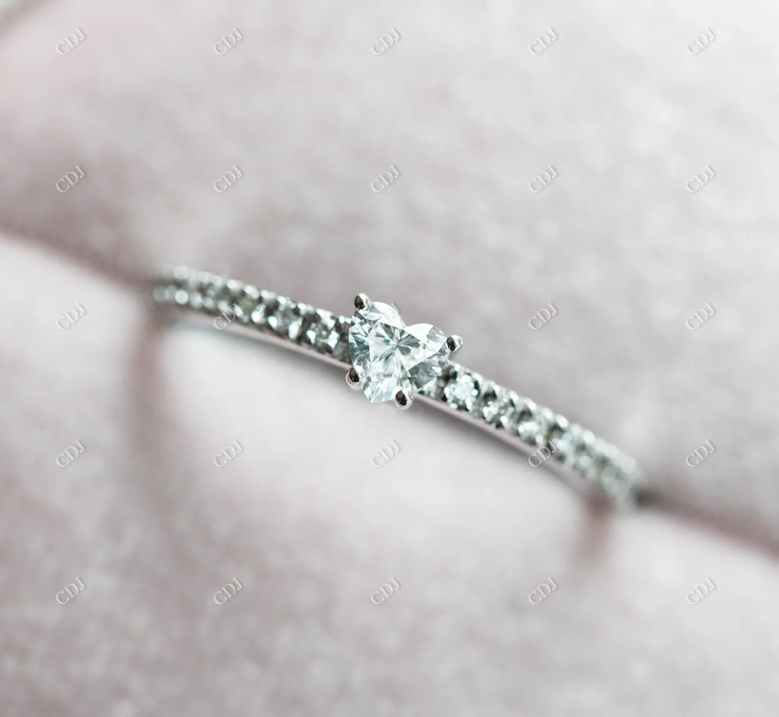 0.17ctw Hear Cut Moissanite Eternity Engagement Ring