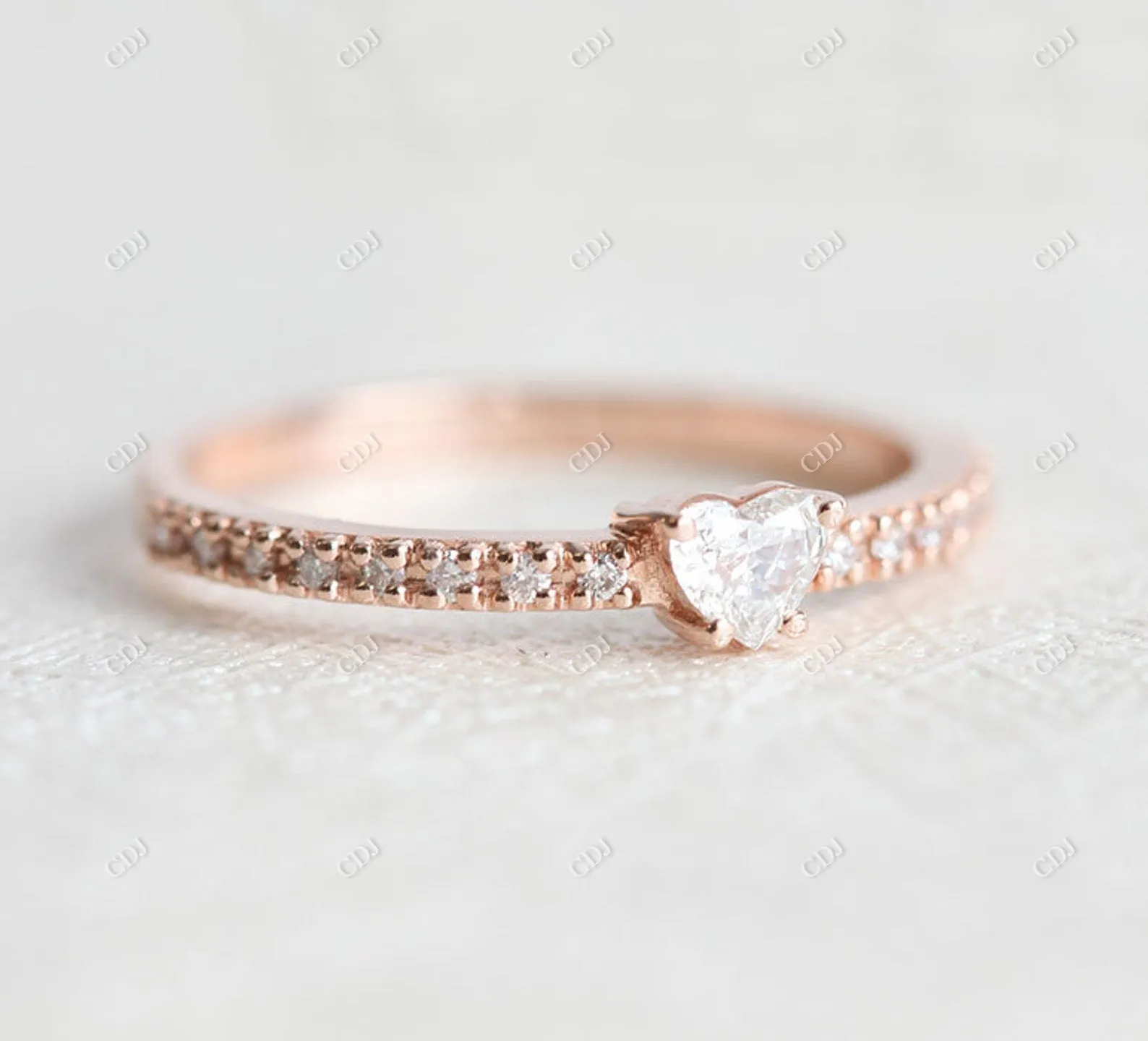 0.17ctw Hear Cut Moissanite Eternity Engagement Ring