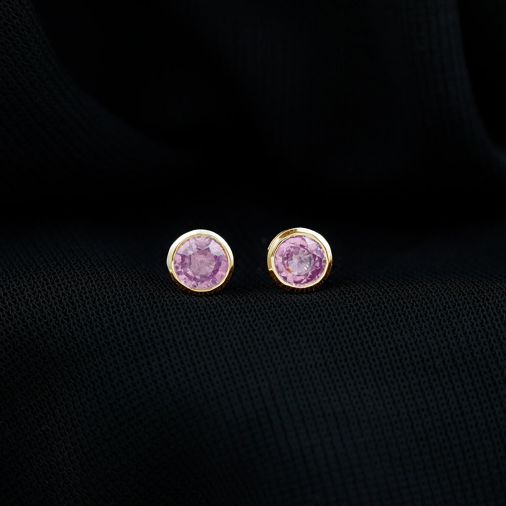 0.75 CT Pink Sapphire Solitaire Stud Earrings in Bezel Setting