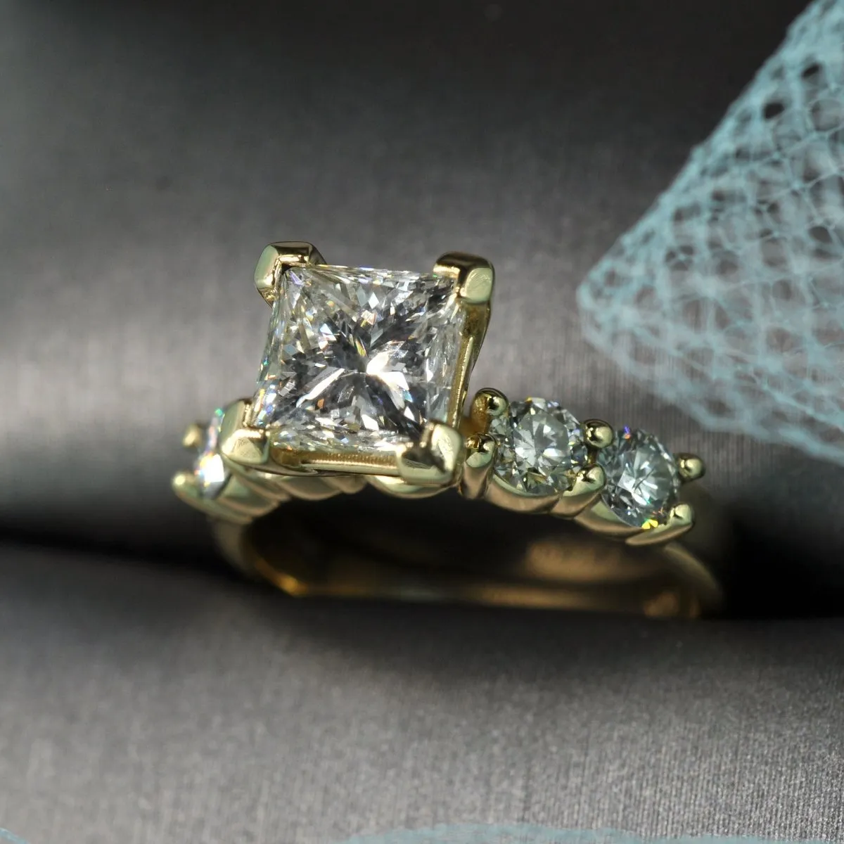 0.95-2.10 CT Round & Princess Cut Diamonds - Engagement Ring