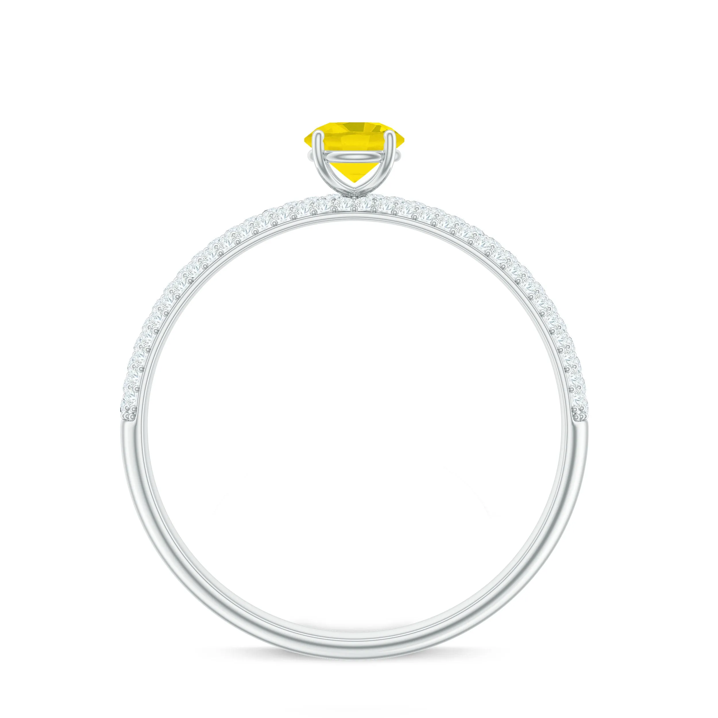 1.25 CT Yellow Sapphire Solitaire Ring with Diamond
