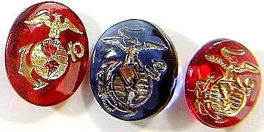 12x10-10x8mm Oval Buff-top Doublet Glass Marine Insignias