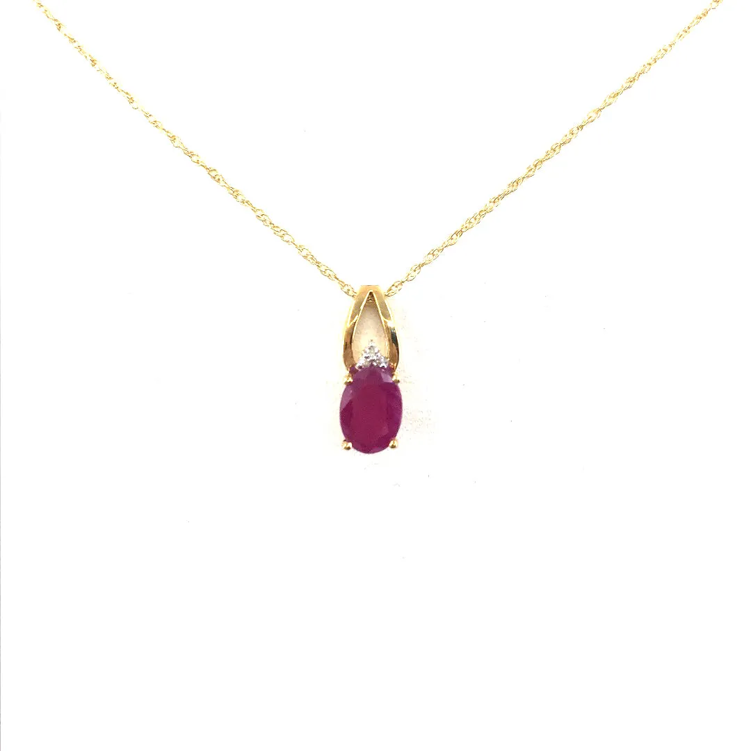 14K Gold Ruby Pendant