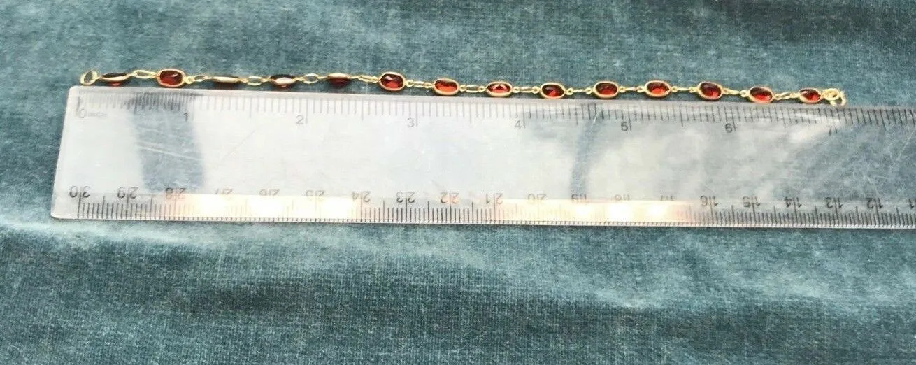 14k Yellow Gold Ruby Red Garnet Bracelet. Holidays!!--K9L9J