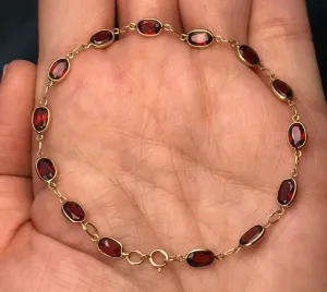 14k Yellow Gold Ruby Red Garnet Bracelet. Holidays!!--K9L9J