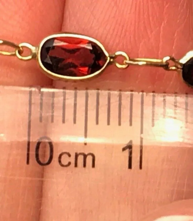14k Yellow Gold Ruby Red Garnet Bracelet. Holidays!!--K9L9J