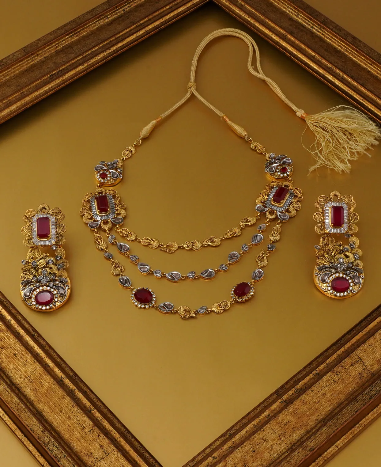 3 Lari Ruby & Polki Bridal Set