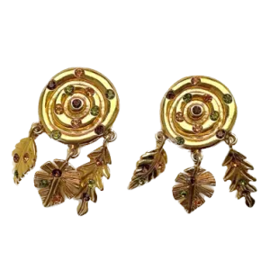 90s Gold Leaf Statement Clip On Earrings