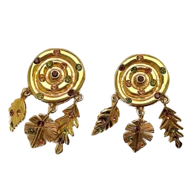 90s Gold Leaf Statement Clip On Earrings