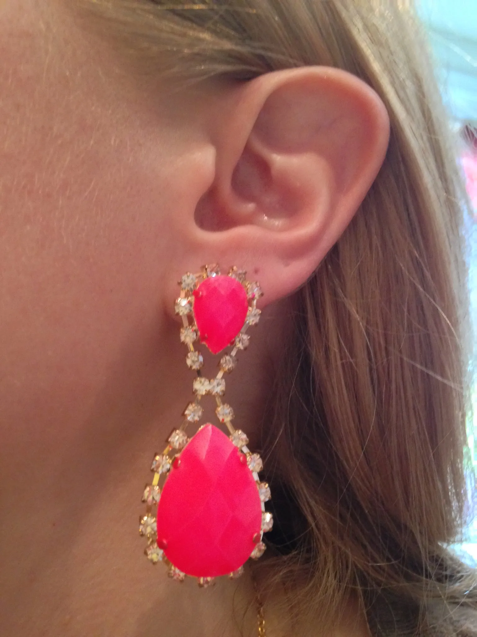Amber Chandelier Rhinestone Earrings