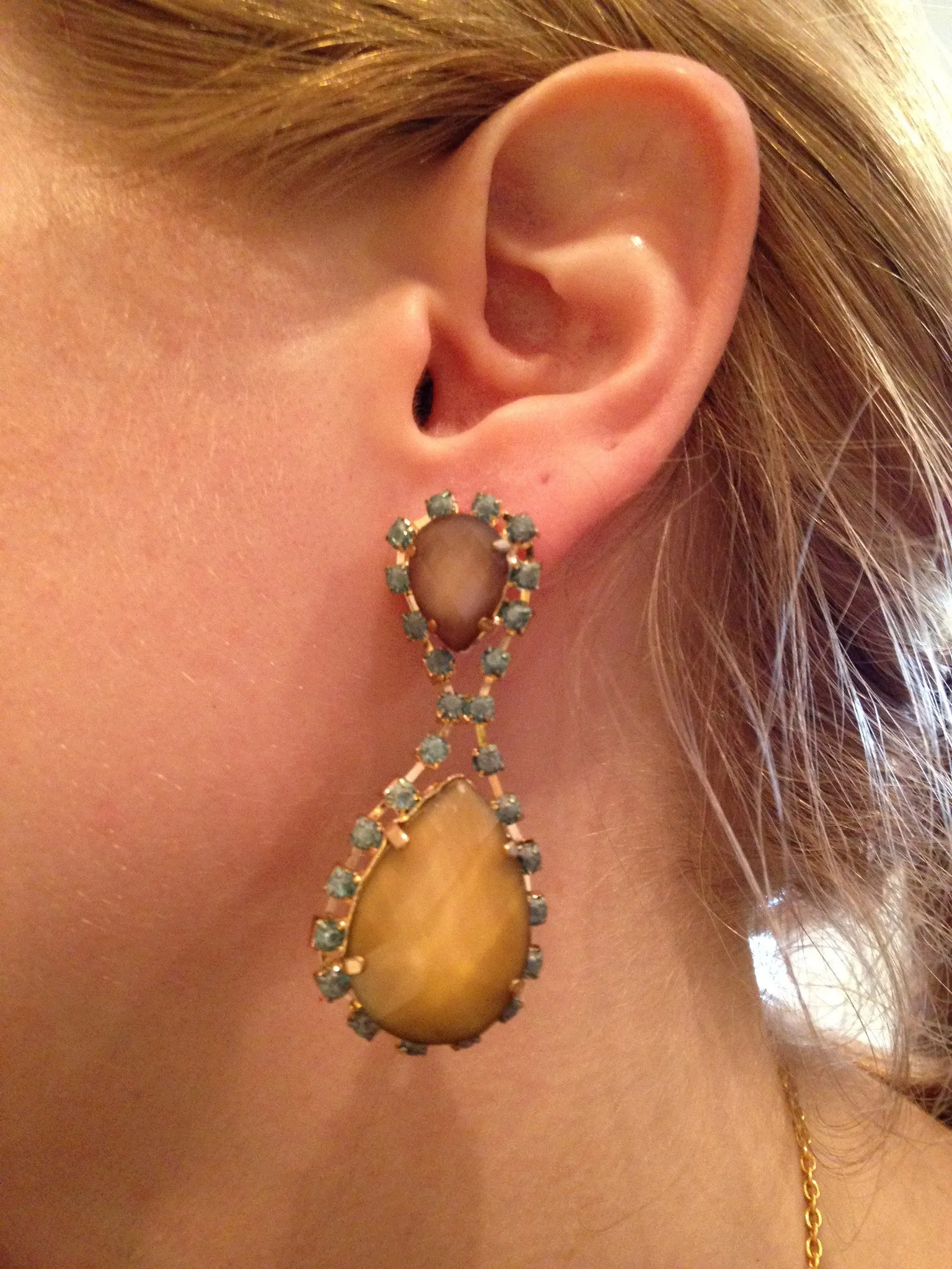 Amber Chandelier Rhinestone Earrings