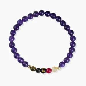Amethyst Mega Manifest Lucky 7 Gemstone Bracelet With REAL Gold