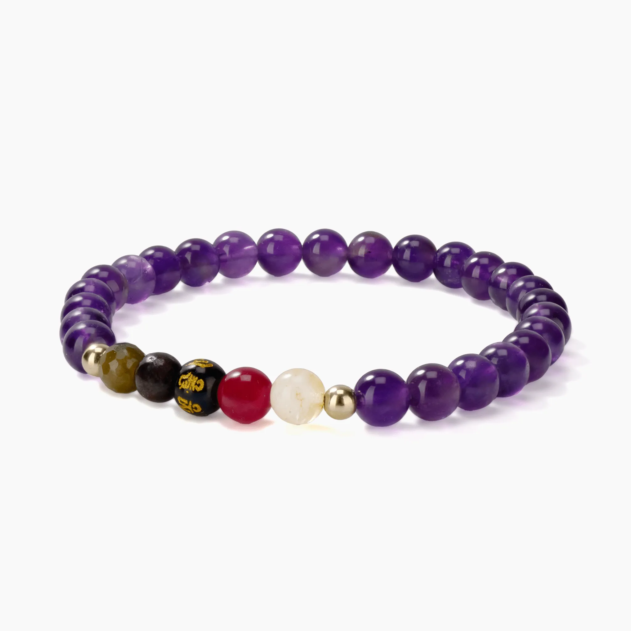 Amethyst Mega Manifest Lucky 7 Gemstone Bracelet With REAL Gold