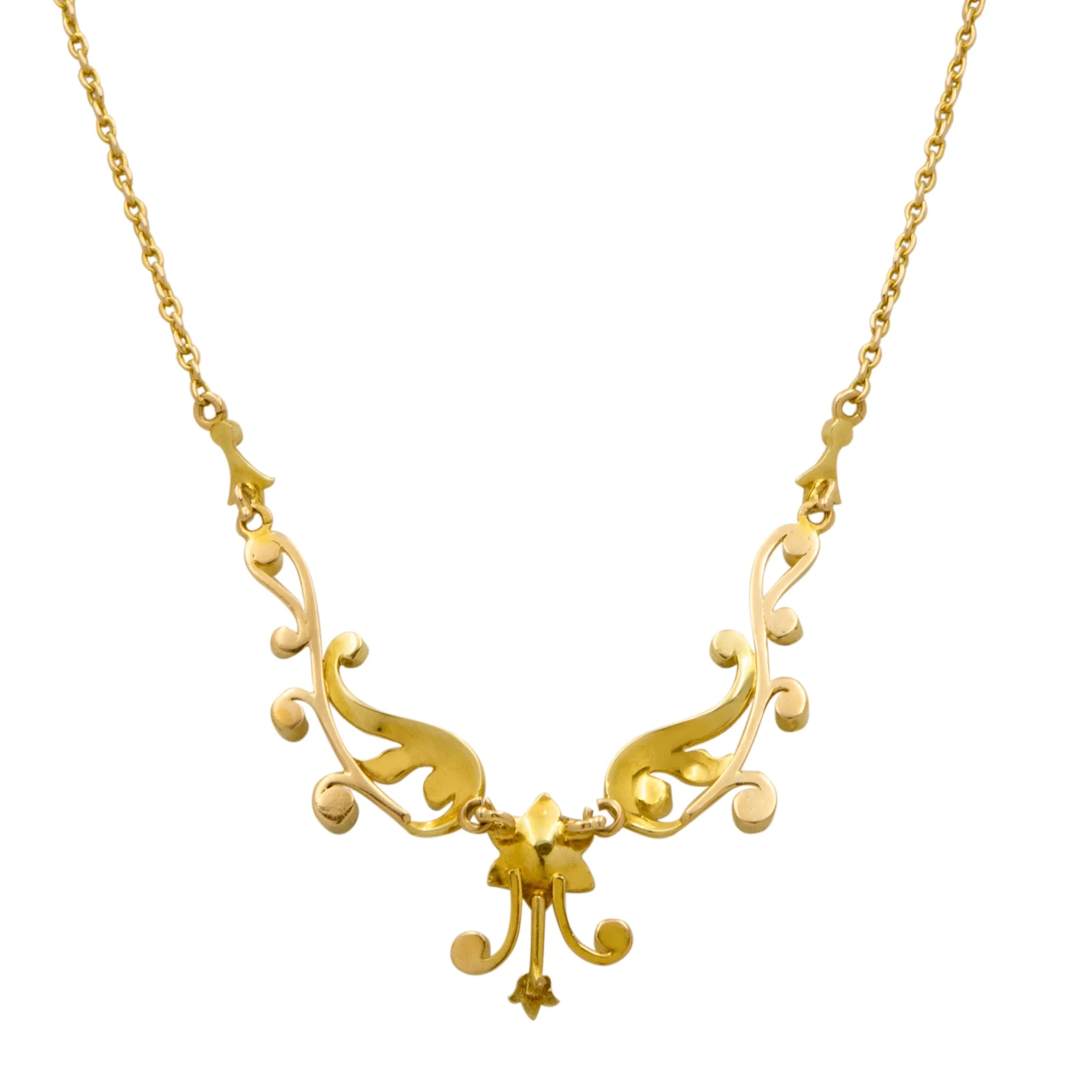 Antique 15ct Gold Turquoise Pearl Flower Necklace