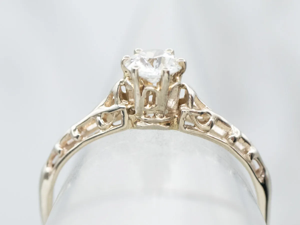 Antique European Cut Diamond Solitaire Engagement Ring
