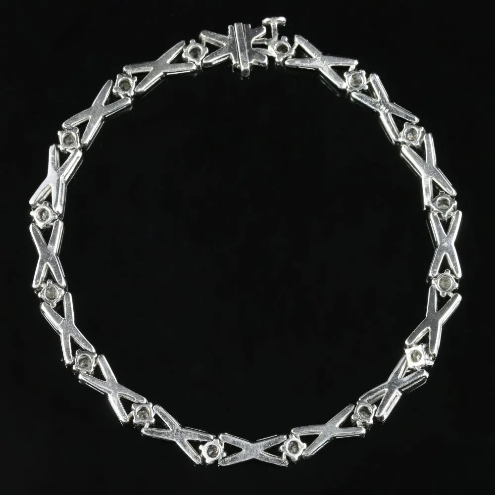Antique Victorian Old Cut Diamond Bracelet 9ct White Gold