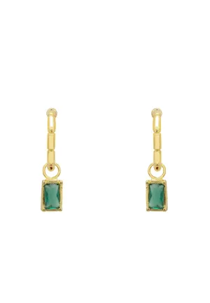 Bamboo Hoop with Emerald Earrings Gold