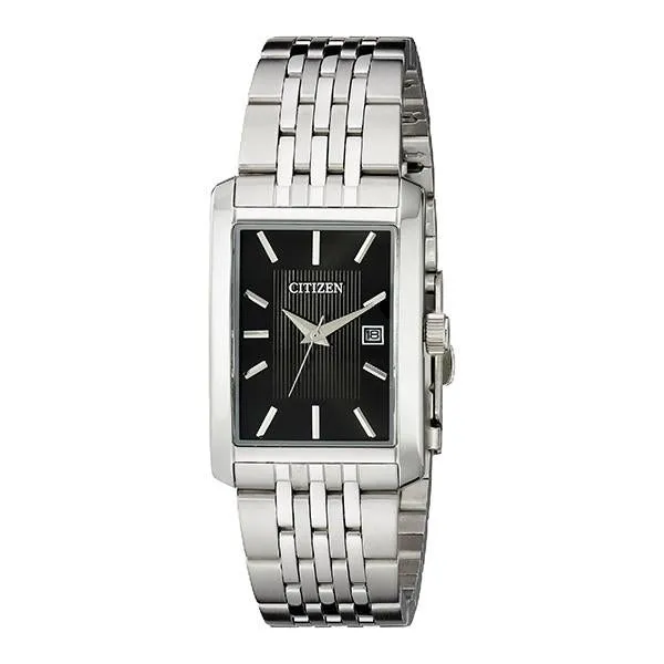 Citizen Men's Rectangular Silver-Tone Bracelet Watch