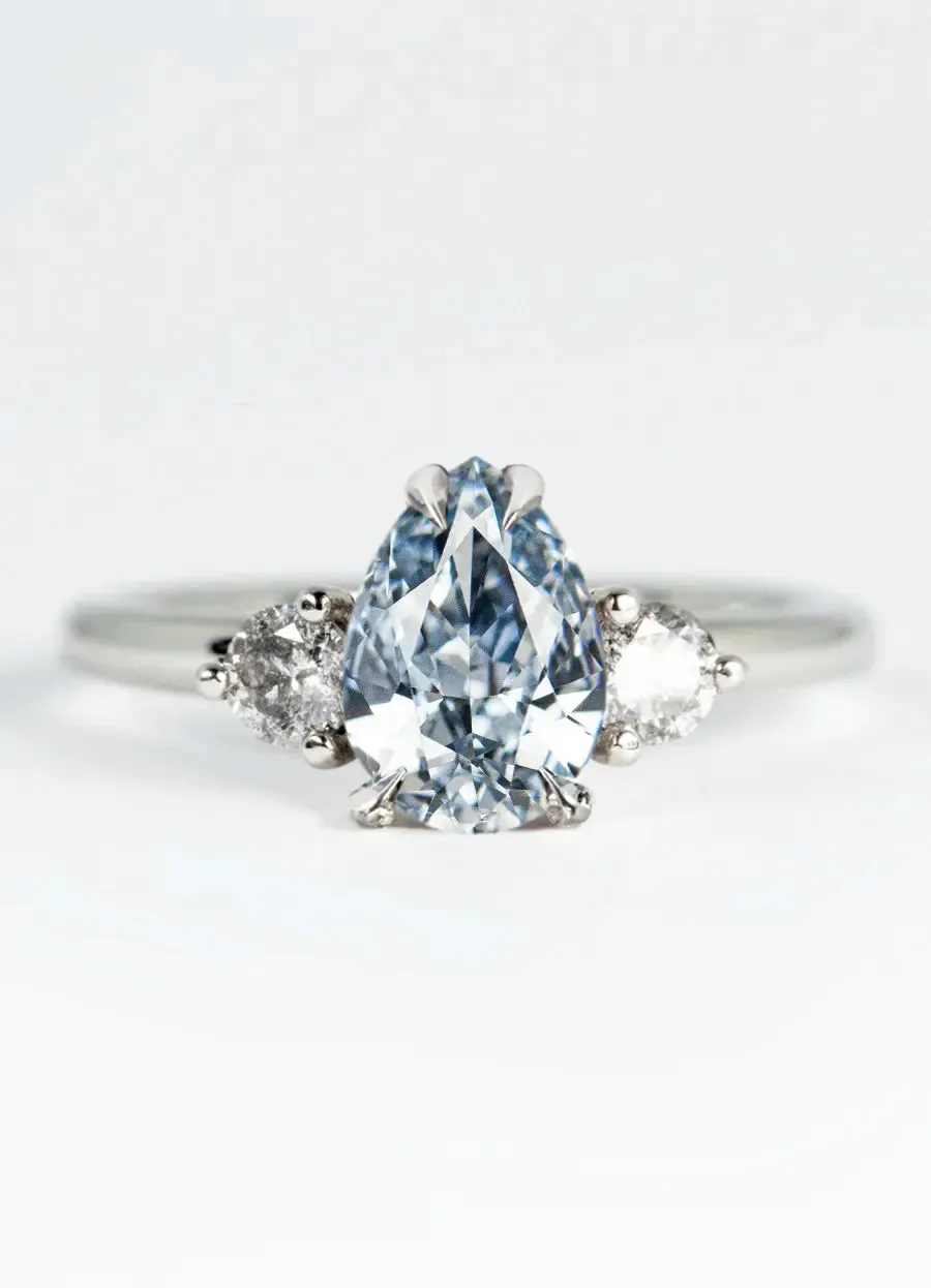 Custom Pear Shaped Diamond Trilogy Engagement Rings