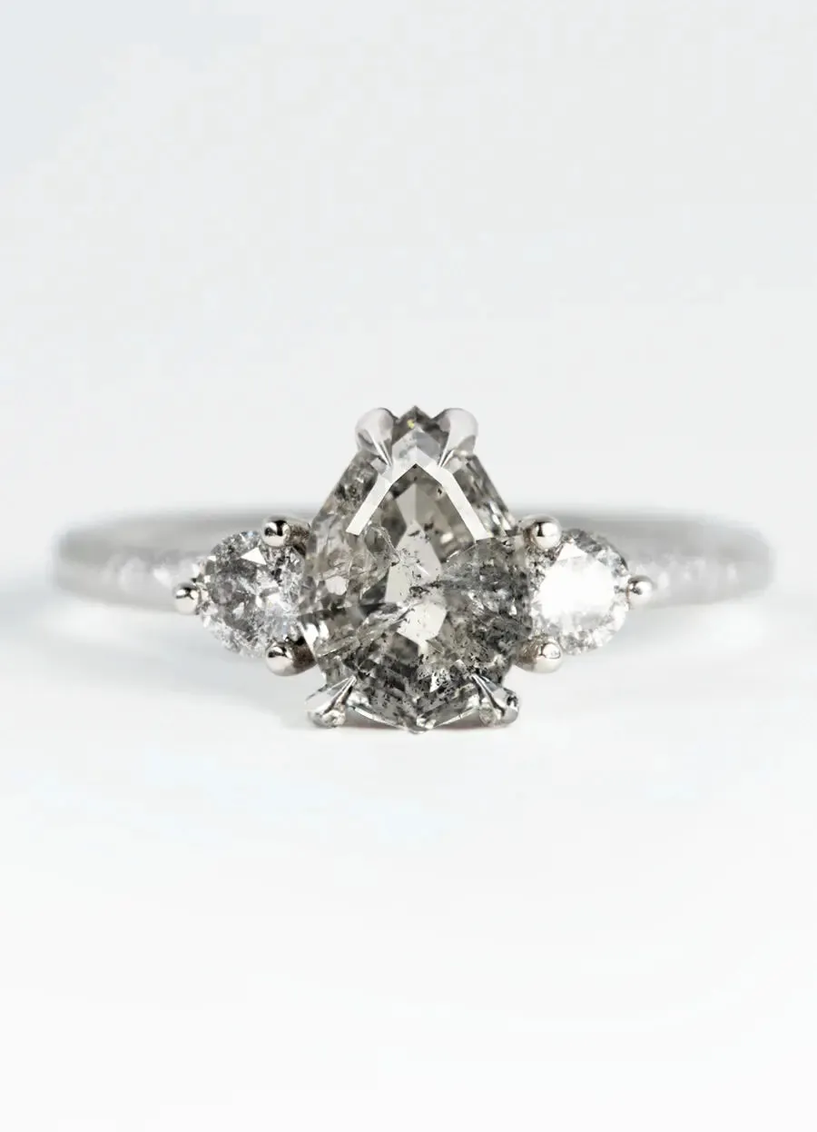 Custom Pear Shaped Diamond Trilogy Engagement Rings
