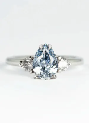 Custom Pear Shaped Diamond Trilogy Engagement Rings
