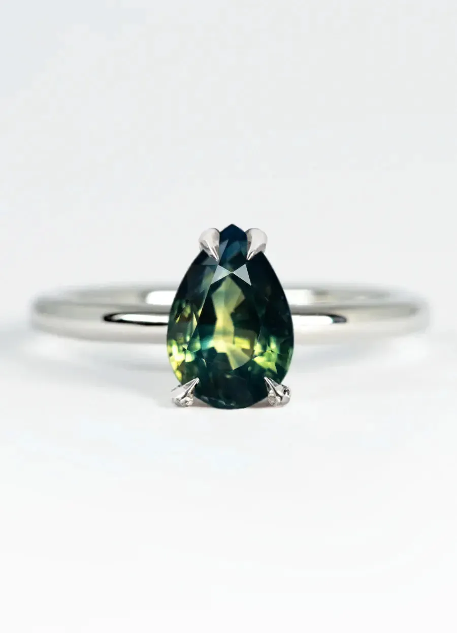 Custom Pear Shaped Sapphire Solitaire Engagement Rings
