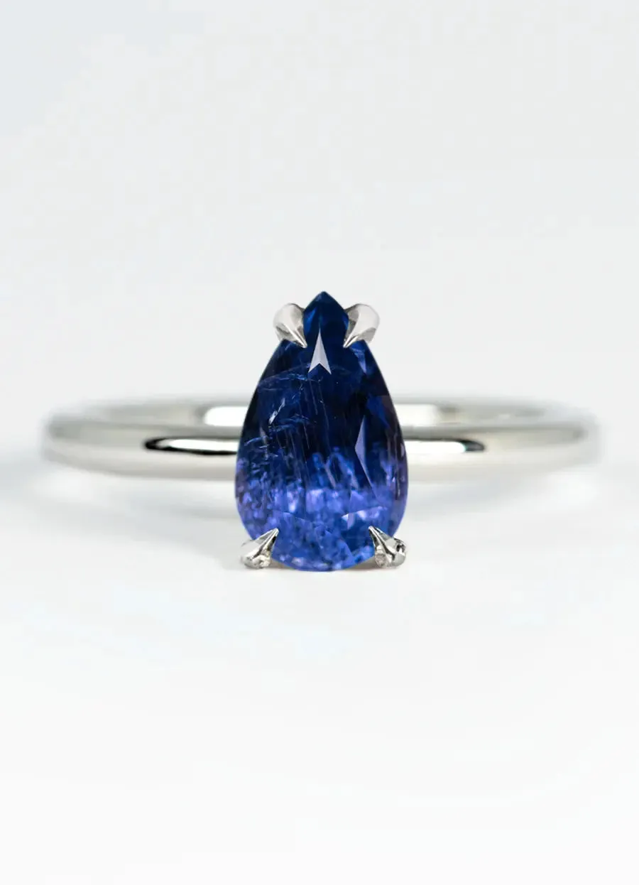 Custom Pear Shaped Sapphire Solitaire Engagement Rings