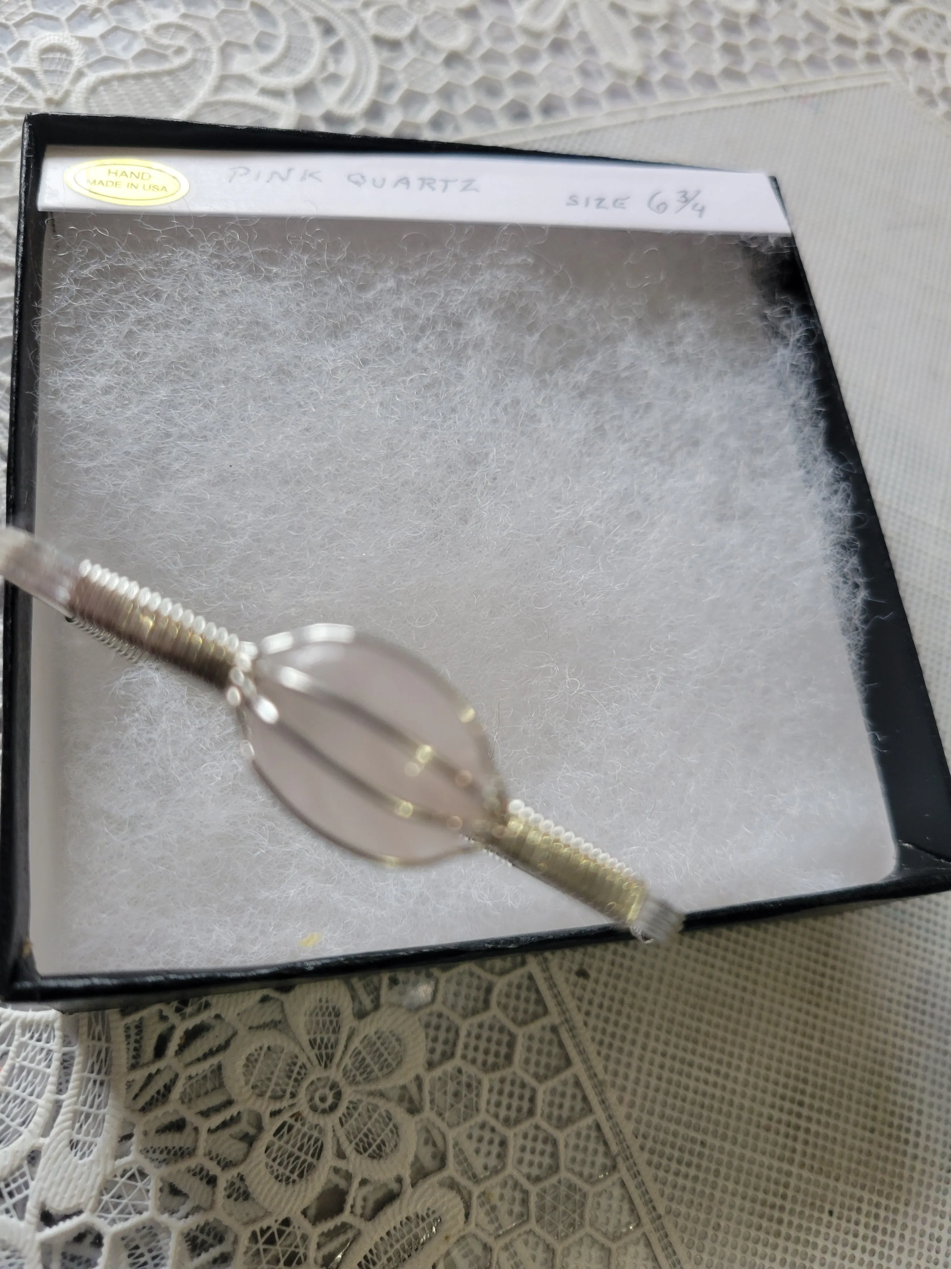 Custom Wire Wrapped Pink Quartz Bracelet Sterling Silver Size 6 3/4