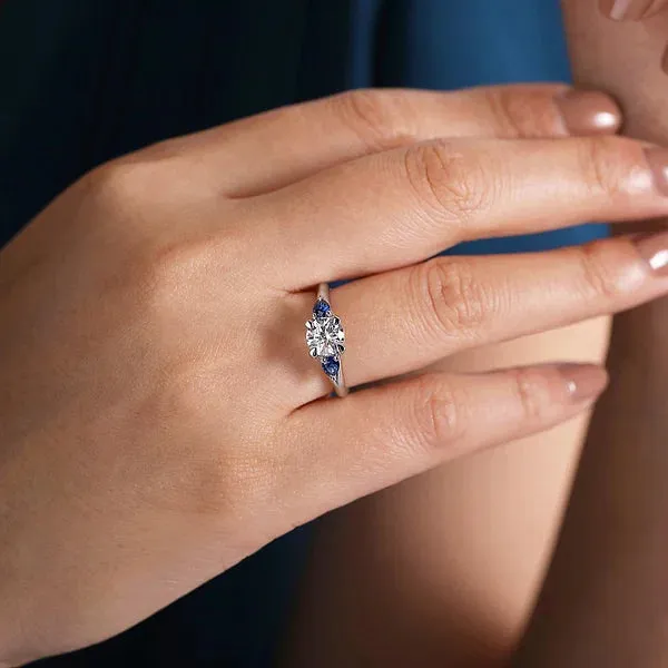 Diamond & Sapphire Three Stone Engagement Ring Mounting