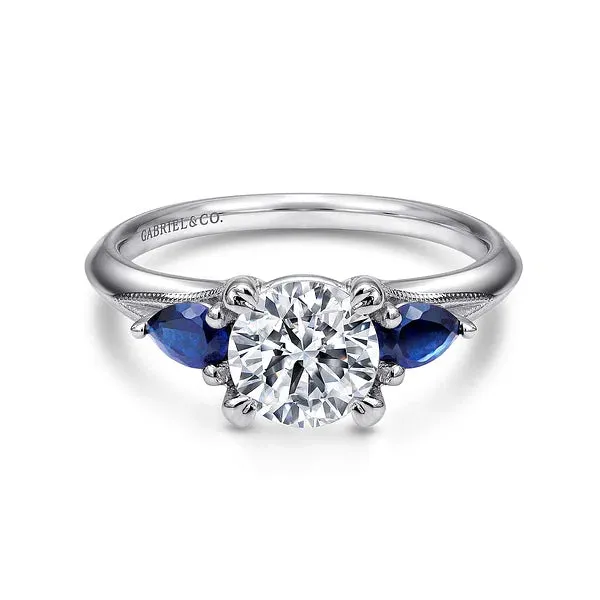 Diamond & Sapphire Three Stone Engagement Ring Mounting