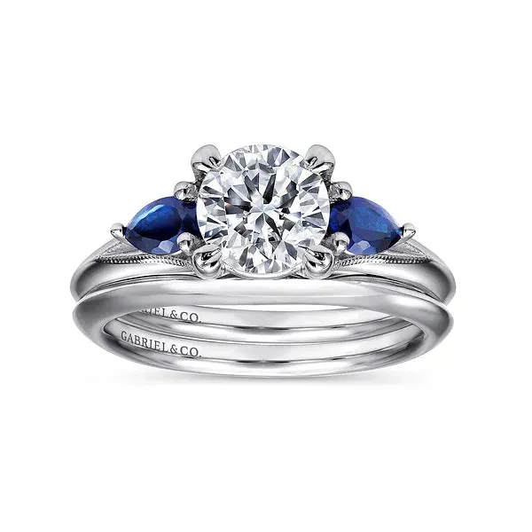Diamond & Sapphire Three Stone Engagement Ring Mounting