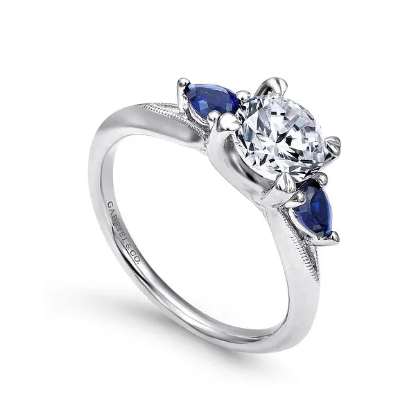 Diamond & Sapphire Three Stone Engagement Ring Mounting