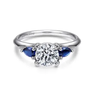 Diamond & Sapphire Three Stone Engagement Ring Mounting