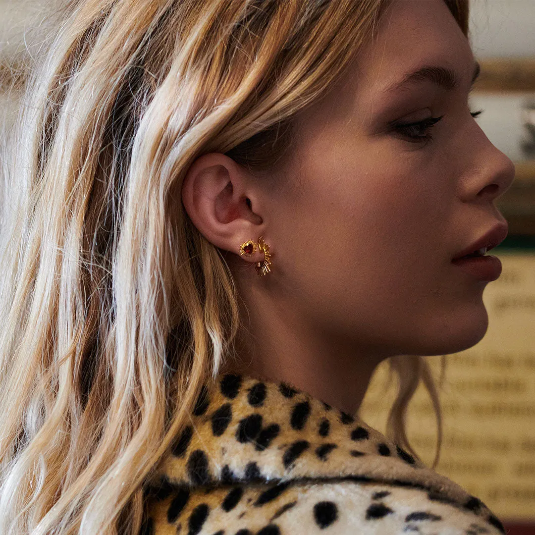 Electric Love Garnet Heart Stud Earrings - Gold - EGHE1GAGP