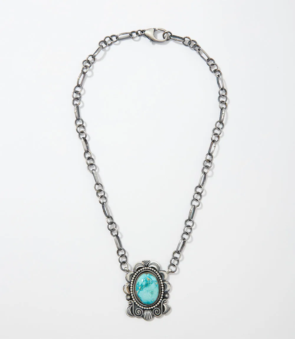 Embellished Turquoise Pendant Necklace