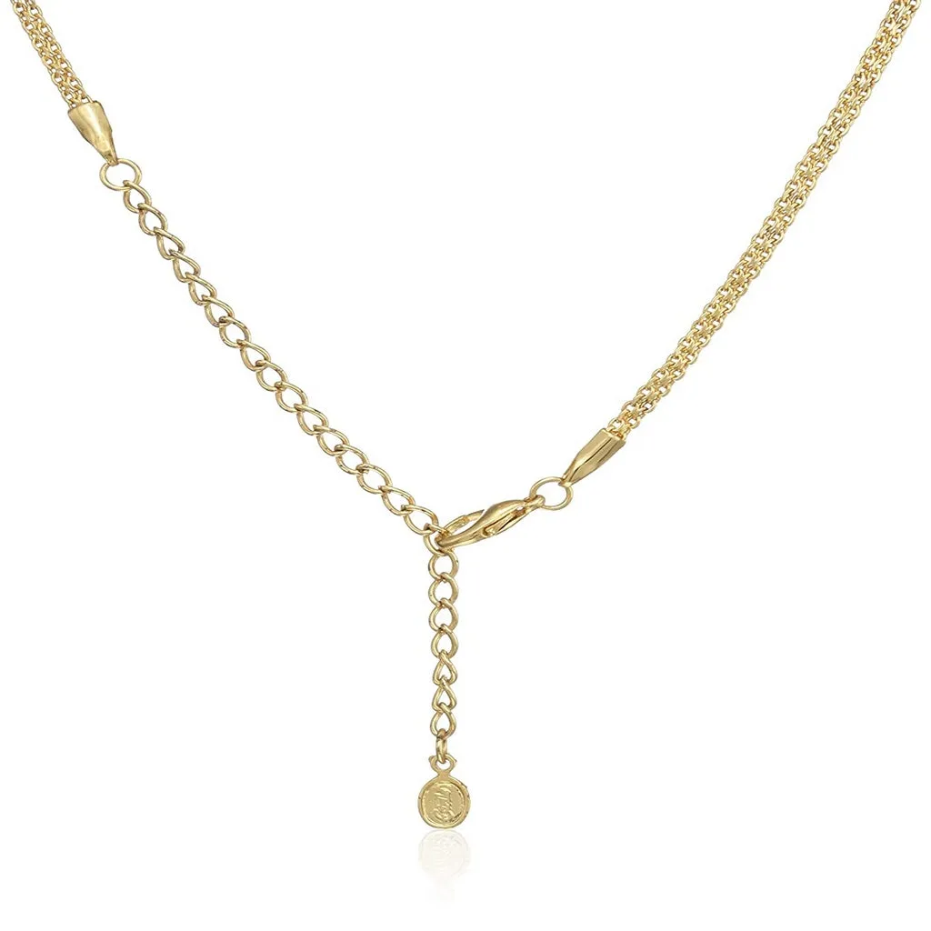 Estele - Fancy Ruby stones and American Diaomond Gold plated Necklace Set