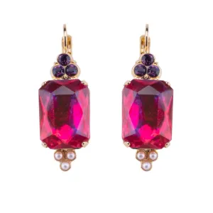 Extra Luxurious Emerald Cut with Trio Stone Cluster Leverback Earrings in "Enchanted" *Custom*