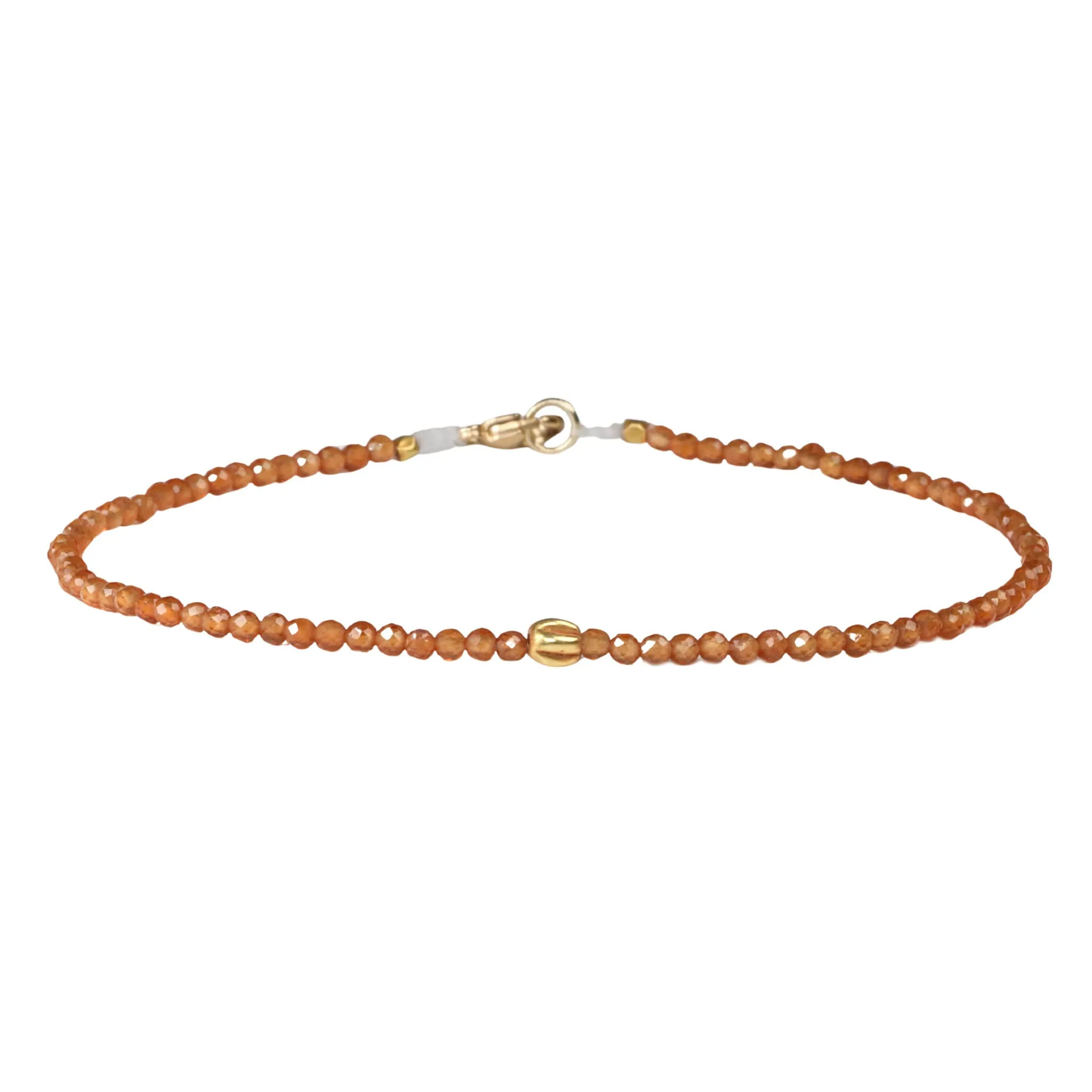 Faceted Hessonite Garnet Beaded Bracelet with 18K Scalloped Bead