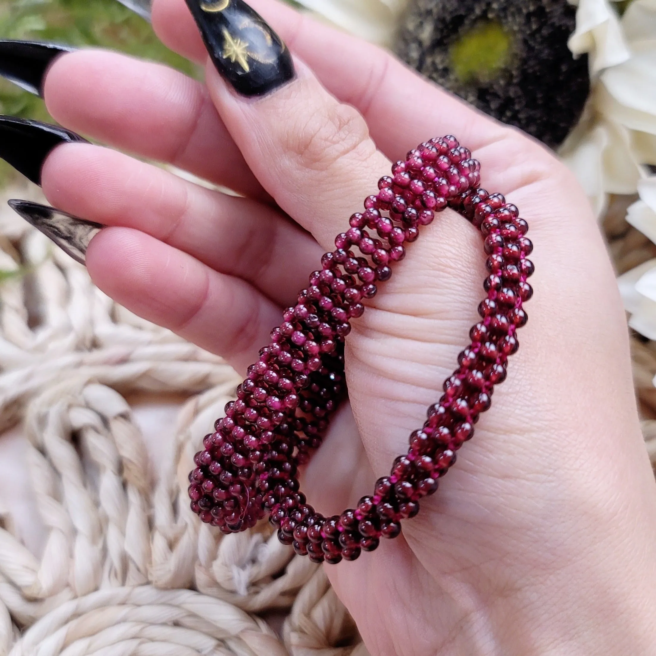 Garnet Braided Bracelet for Grounding, Health and Strength