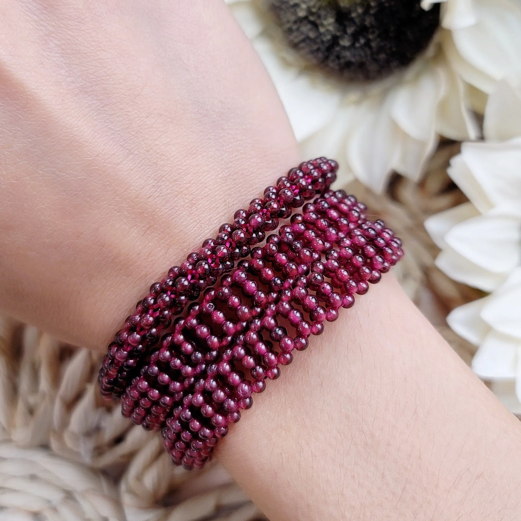 Garnet Braided Bracelet for Grounding, Health and Strength