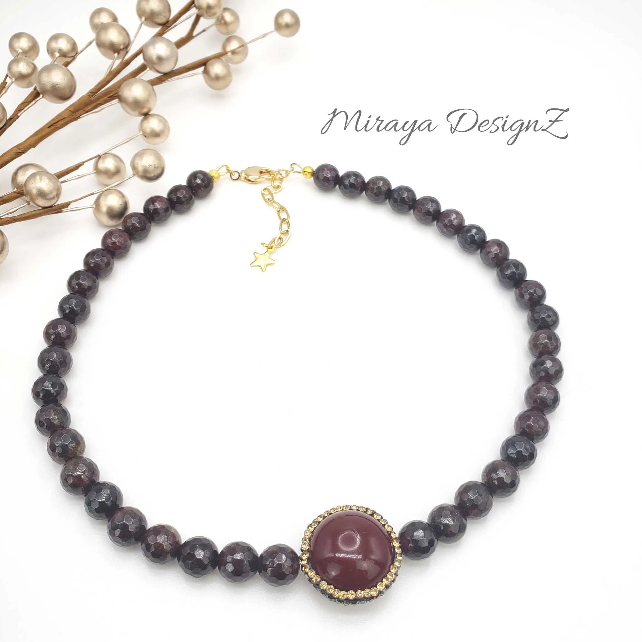 Garnet Choker Necklace Set